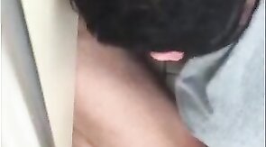 Big Cock Amateur Blowjob in a Public Restroom