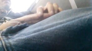 Str8 Big-Cock Hunk Strokes on the Bus