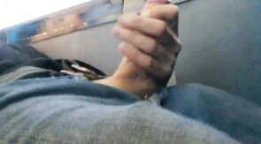 Str8 Big-Cock Hunk Strokes on the Bus