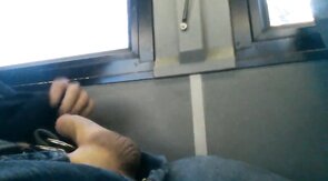 Str8 Big-Cock Hunk Strokes on the Bus