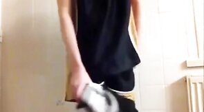 Twink Cums on Gym Shorts Solo