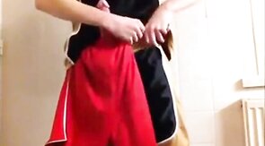 Twink Cums on Gym Shorts Solo