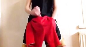Twink Cums on Gym Shorts Solo