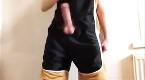 Twink Cums on Gym Shorts Solo