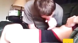 Roommates Filmed Getting a Blowjob by a Twink