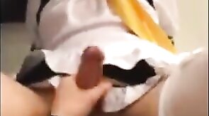 Asian Crossdresser Rides Cock and Cums Hard