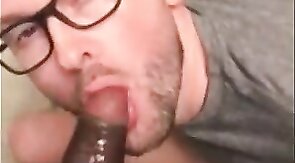 Black Guy Fucks White Guy's Mouth with Big Cock