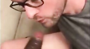 Black Guy Fucks White Guy's Mouth with Big Cock