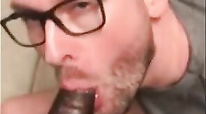 Black Guy Fucks White Guy's Mouth with Big Cock