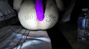 Huge Purple Dildo Stretches Me Out