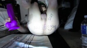 Huge Purple Dildo Stretches Me Out