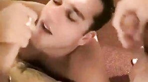 Amateur Twink Takes on Two Big Cocks for a Facial