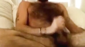 Hairy Hunk Strokes His Big Cock on Webcam