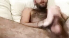 Hairy Hunk Strokes His Big Cock on Webcam