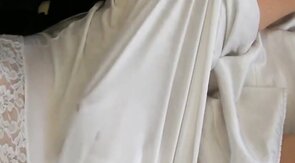 Nylon Slip Wank & Cum - Vintage Crossdresser Webcam Solo