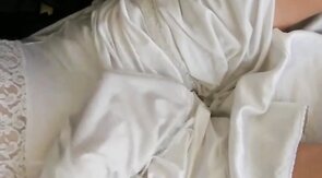 Nylon Slip Wank & Cum - Vintage Crossdresser Webcam Solo