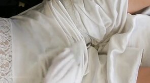 Nylon Slip Wank & Cum - Vintage Crossdresser Webcam Solo