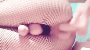 Asian Crossdresser Cums Hands-Free with Dildo