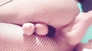 Asian Crossdresser Cums Hands-Free with Dildo