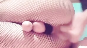 Asian Crossdresser Cums Hands-Free with Dildo