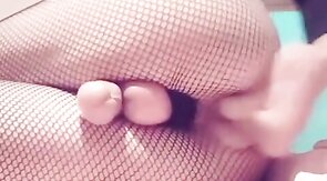 Asian Crossdresser Cums Hands-Free with Dildo