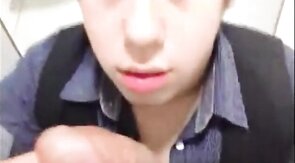 Twink Takes Big Cock Anal and Blowjob in Public Stall