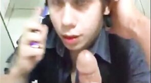 Twink Takes Big Cock Anal and Blowjob in Public Stall