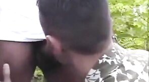 Bareback Interracial Outdoor Fuck with African Tops and White Bottom
