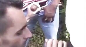 Bareback Interracial Outdoor Fuck with African Tops and White Bottom
