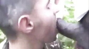 Bareback Interracial Outdoor Fuck with African Tops and White Bottom