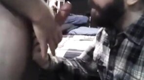 Daddy Feeds His Sub with a Load after Intense Blowjob