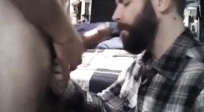Daddy Feeds His Sub with a Load after Intense Blowjob