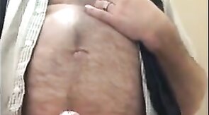 Big-Cock Bear Daddy Masturbating in Bathroom