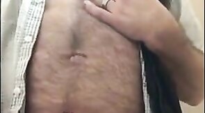 Big-Cock Bear Daddy Masturbating in Bathroom