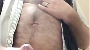 Big-Cock Bear Daddy Masturbating in Bathroom