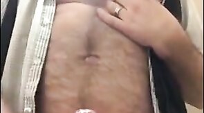 Big-Cock Bear Daddy Masturbating in Bathroom