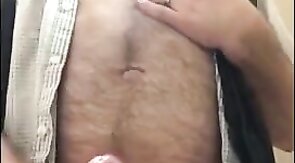 Big-Cock Bear Daddy Masturbating in Bathroom