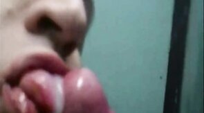 Public Restroom Gloryhole: Amateur Big Cock BJ