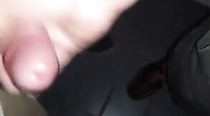 Mutual Jerk Off in a Sex Shop Video Booth: Big Cum Shot
