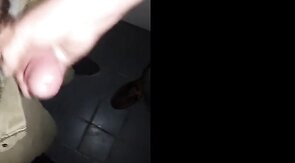 Mutual Jerk Off in a Sex Shop Video Booth: Big Cum Shot
