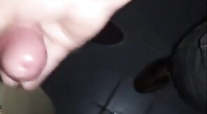 Mutual Jerk Off in a Sex Shop Video Booth: Big Cum Shot