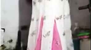 Indian Crossdresser Strips and Shows Small Cock