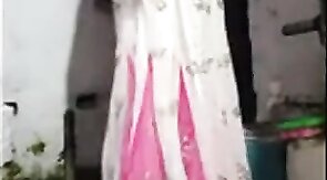 Indian Crossdresser Strips and Shows Small Cock