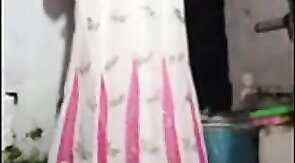 Indian Crossdresser Strips and Shows Small Cock