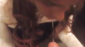Crossdresser Gets Cummed On After Sucking Cock
