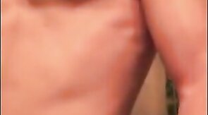 Muscular Twink Strokes His Big Cock in Bathroom Solo