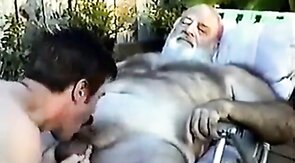 Young Man Sucks Off a Hairy Grandpa