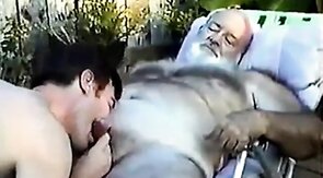 Young Man Sucks Off a Hairy Grandpa