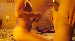 Big-cock Uzbek barebacks Russian bottom creampie
