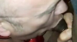Black Cock Blowjob - Amateur Crossdresser Daddy Swallows 2 Thick Loads